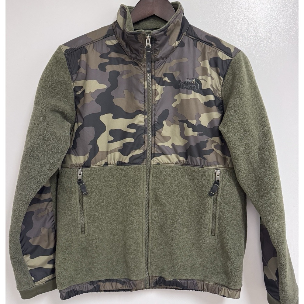 The North Face Boys Denali Fleece Jacket - Green Camo / Olive - Size Large 14/16